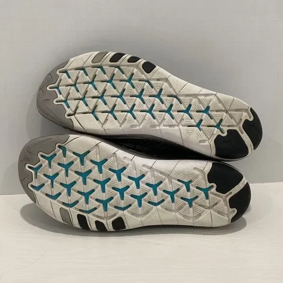 Nike Free Transform Flyknit Black Blue Striped Athletic Gym Shoes Trainers Sz 8 - Picture 10 of 14